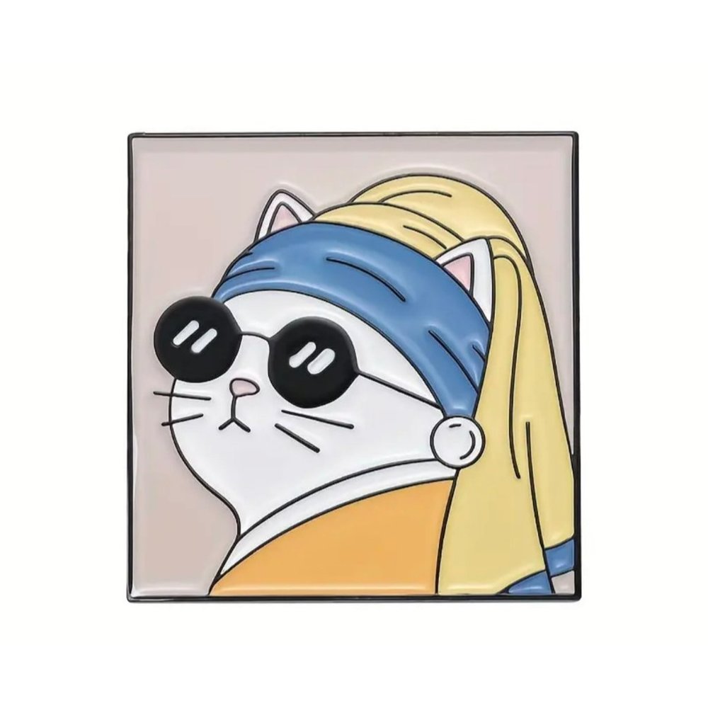 Cute Enamel White Cat Brooch Pin for Bags and Clothing - Adorable Cartoon Cat